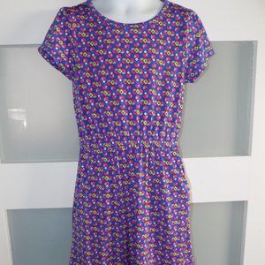 Lularoe Perwinkle Blue Design Mae Dress Size 6 Girl's